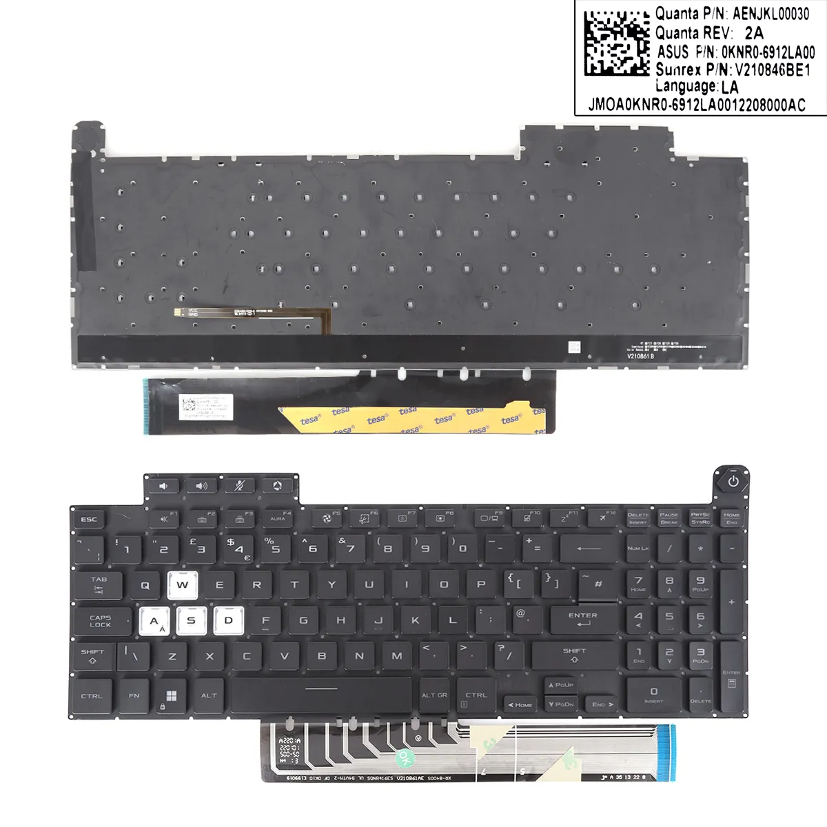 Picture of ASUS TUF Gaming F15 A15 F17 A17 FX507 FX507Z FA507 FA507R FX517 FX517Z FX707 FX707Z FA707 FA707R BALCK （WASD is transparent)BACKLIT